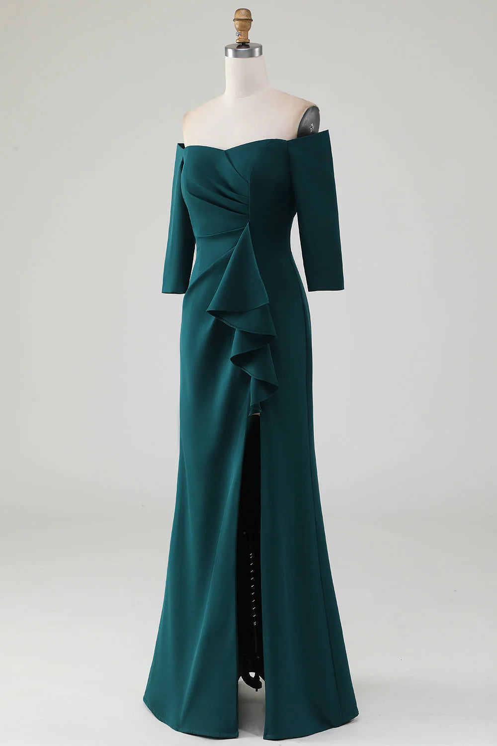 Glitter Dark Green Mermaid Chiffon Long Sleeves Mother of the Bride Dresses